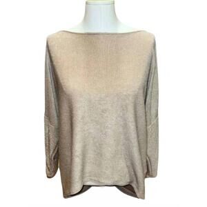 NEW ALYSSA THOMAS women's long sleeve shimmer top in gold